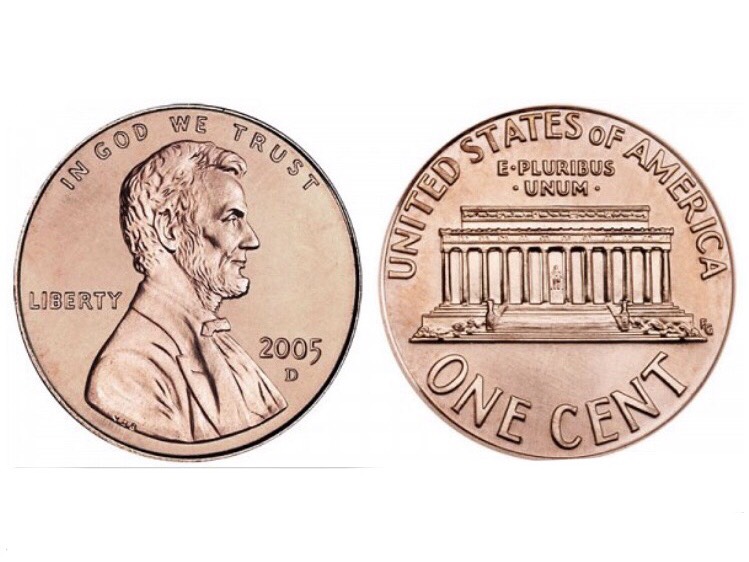 Đồng xu Hợp chủng quốc Hoa Kỳ 1 cent combo 2 viên, hình cựu Tổng thống Abraham Lincoln
