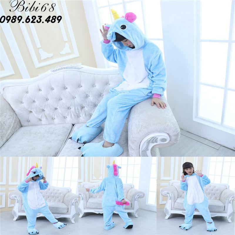 Bộ Đồ hình thú liền thân lông mịn Pijama dành Cho Người Lớn và Trẻ Em Hoạt Hình Cosplay