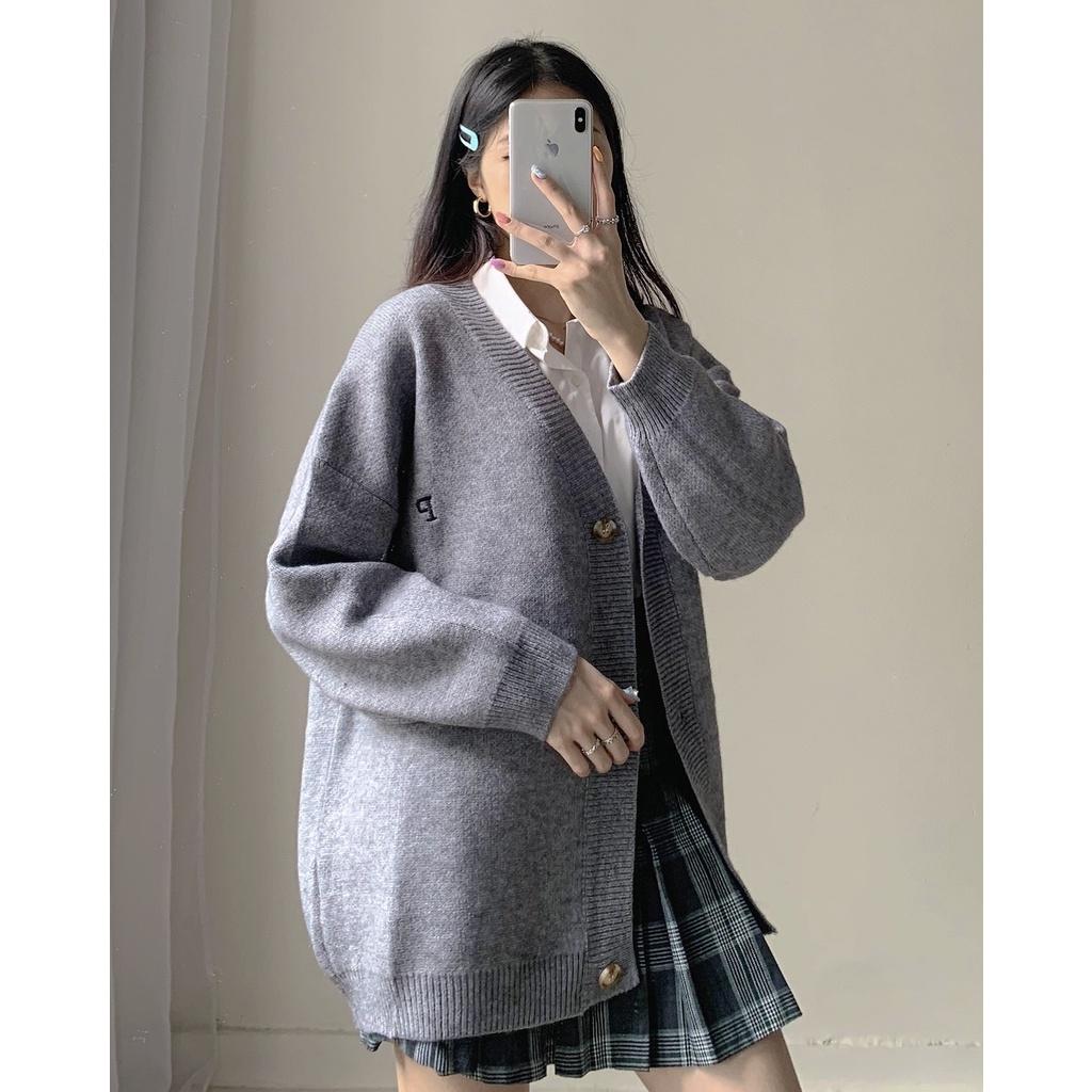 Áo khoác Cardigan len chữ P form rộng ulzzang - Made by Fiin