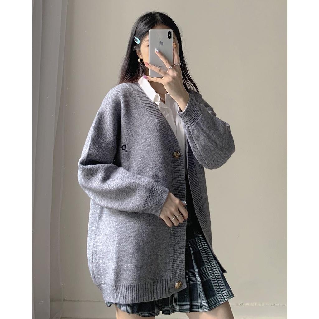 Áo khoác Cardigan len chữ P form rộng ulzzang - Made by Fiin