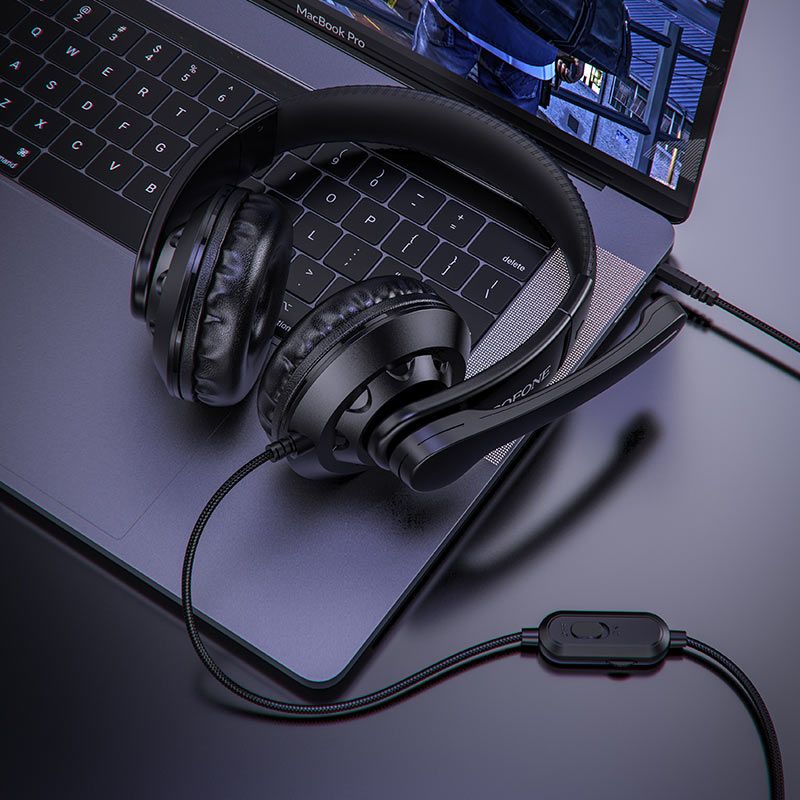 Tai Nghe Gaming Chụp Tai /Headphone Có Mic Đàm Thoại /Hỗ trợ nhiều thiết bị Điện thoại/máy tính Bo102 Borofone-Hàng Chính Hãng