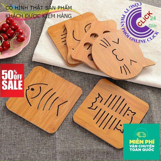 Miếng Lót Nồi, Lót Ly Cốc Bằng Gỗ Cách Nhiệt Sang Trọng Loại có đệm Lót Đế Chống Trượt Hàng Dầy Không Gãy-Hàng Cao Cấp