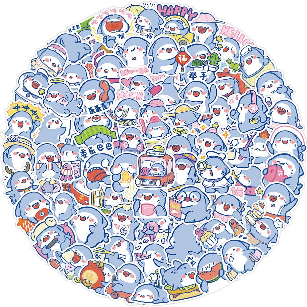 Sticker CÁ MẬP TRUNG QUỐC hoạt hình cute trang trí mũ bảo hiểm,guitar,ukulele,điện thoại,sổ tay,laptop-mẫu S94