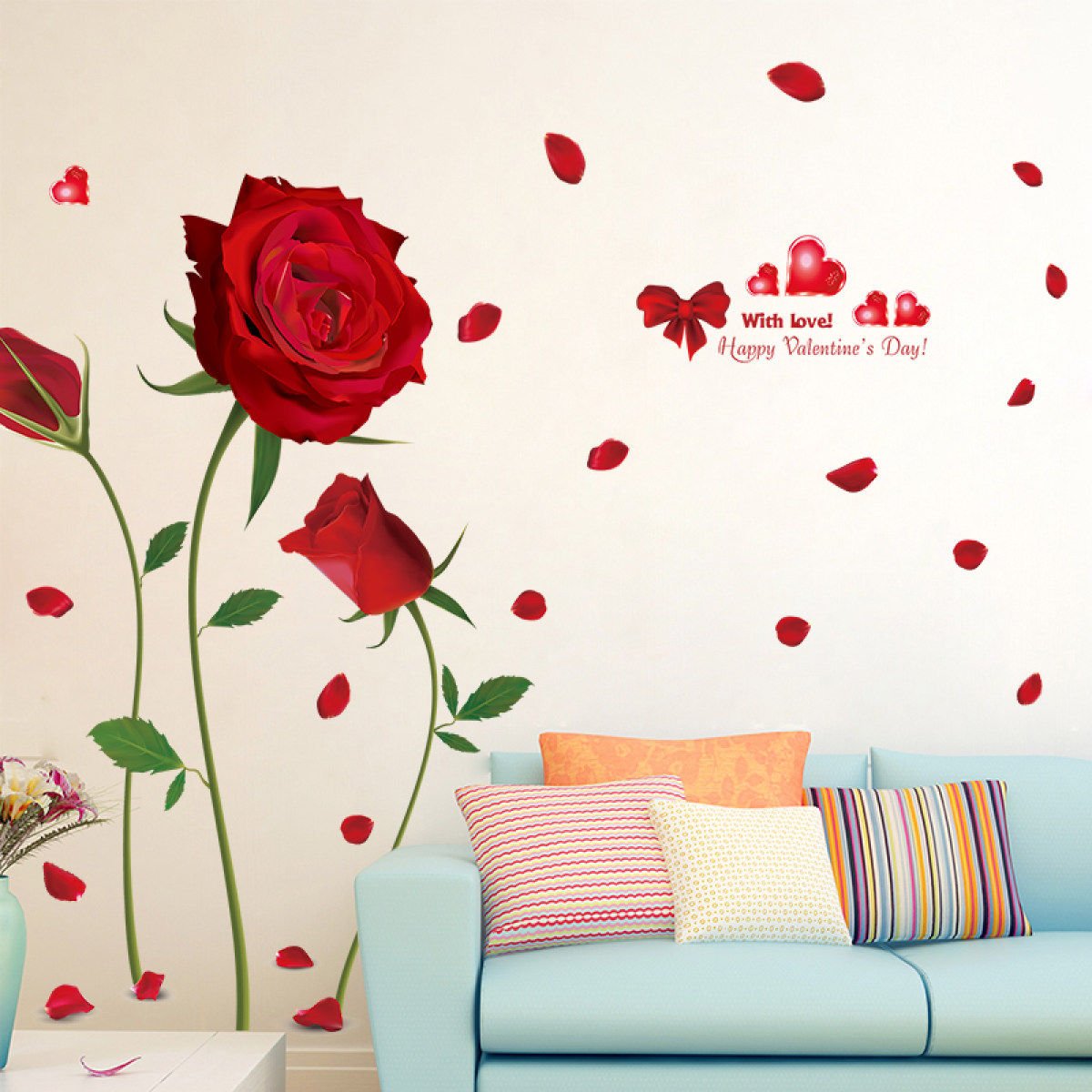 Decal dán tường Hoa Hồng và cặp đôi Paris - HP333
