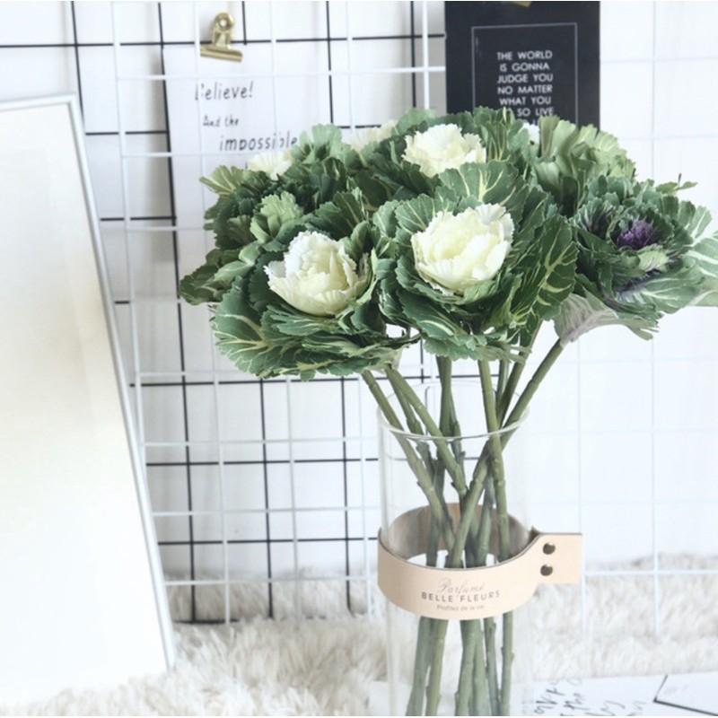 Hoa giả - Cành hoa cải bắp cao cấp mô phỏng sinh động giống thật đến 99%,hoa lụa hoa trang trí decor hoa cô dâu