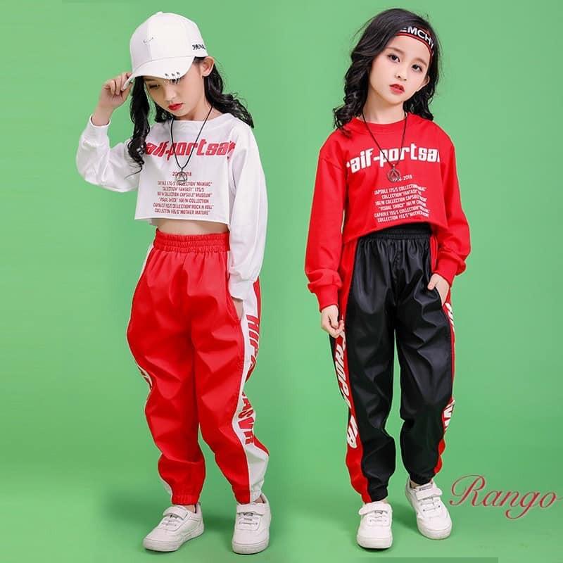 Bộ bé gái hip hop style chất thun cotton mịn mát 4 màu như hình