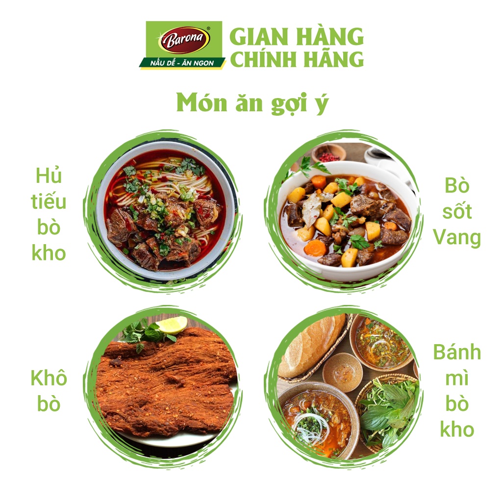 Gia Vị Bò kho/ Xốt Vang Barona 80g ướp ngon chuẩn vị không cần nêm nếm