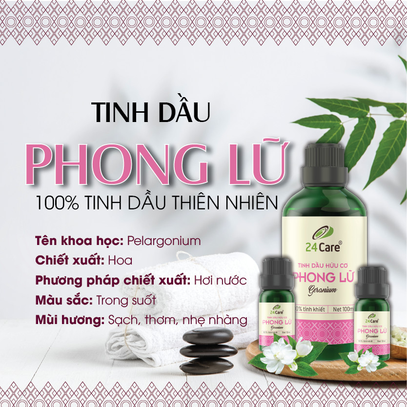 Tinh dầu Phong Lữ 24Care 10ml - Chiết xuất thiên nhiên, khử mùi, giảm căng thẳng, cân bằng cảm xúc.