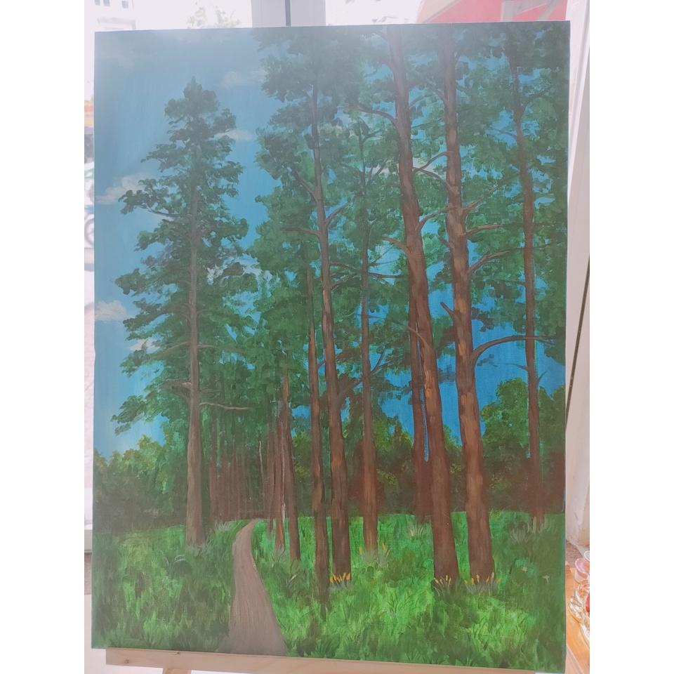 TRANH CANVAS VẼ TAY "RỪNG THÔNG" - LÀM ĐẸP NỘI THẤT PHÒNG KHÁCH, PHÒNG NGỦ, QUÁN CÀ PHÊ