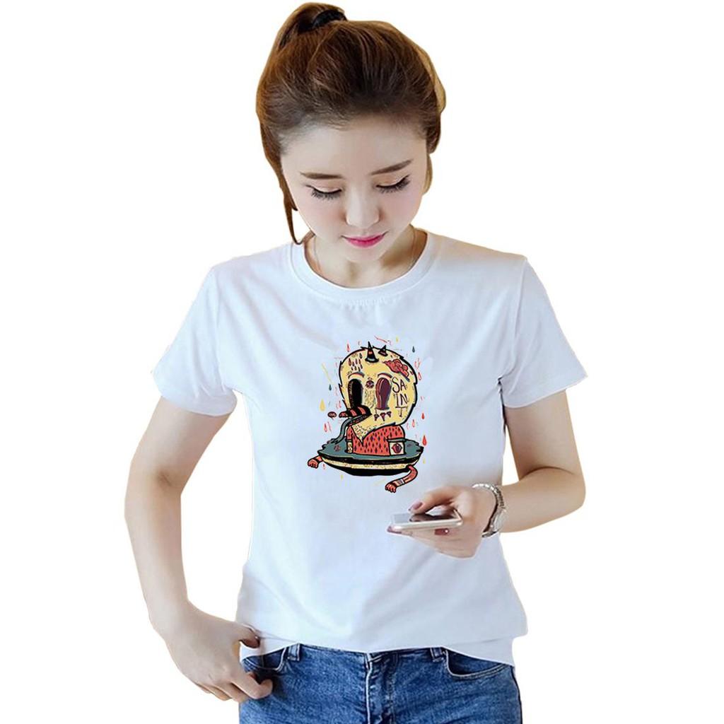 Áo thun nữ đẹp form rộng Hàn Quốc in hoạt hình vải dày mịn