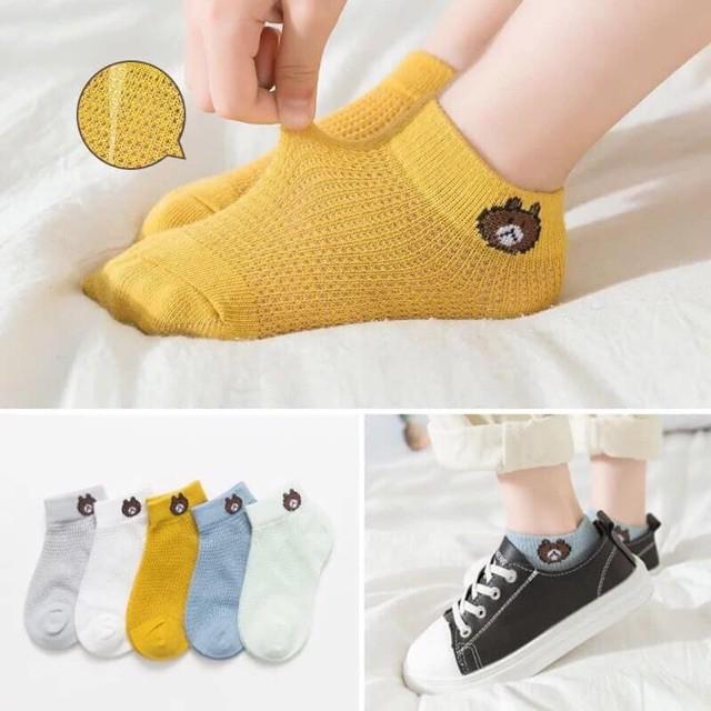 Sét 5 đôi tất lưới hình gấu cho bé