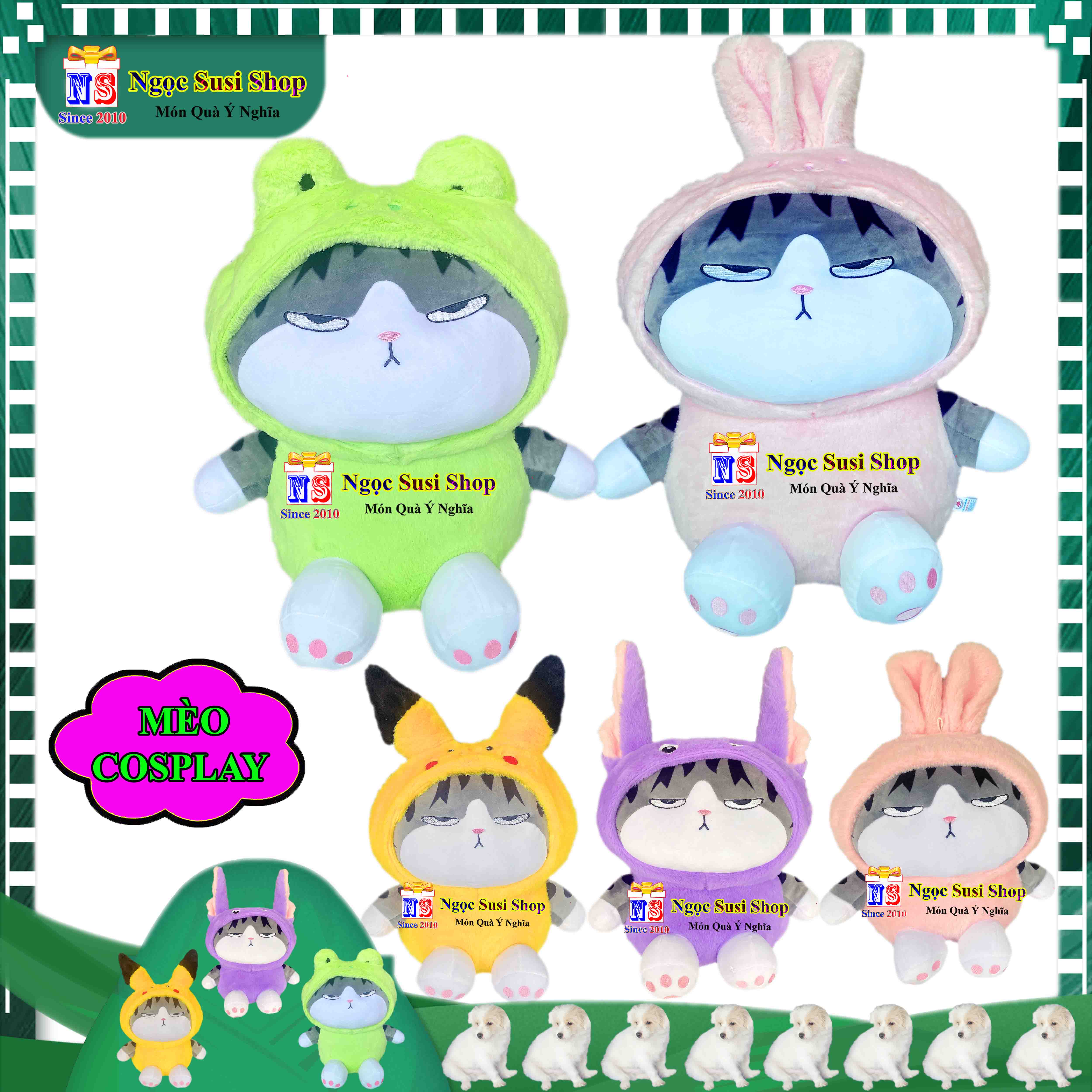 GẤU BÔNG HÌNH CON MÈO COSPLAY SIÊU MỀM MỊN CAO CẤP ÔM NGỦ DÙNG LÀM QUÀ TẶNG TRANG TRÍ