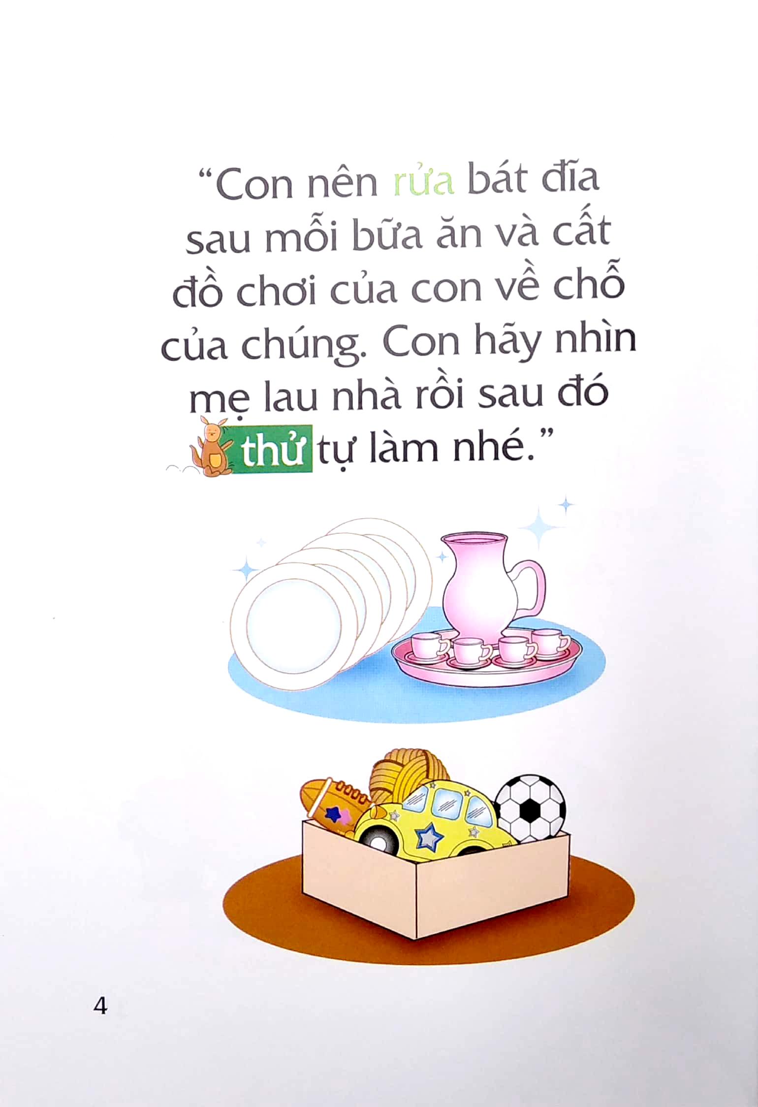 Truyện Tranh Song Ngữ Việt - Anh Cho Bé - A Clean And Tidy Kangaroo - Bạn Kangaroo Sạch Sẽ, Gọn Gàng