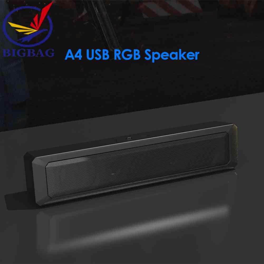 Loa Nghe Nhạc A4 6W RGB Cổng USB Có Dây Cho PC / TV