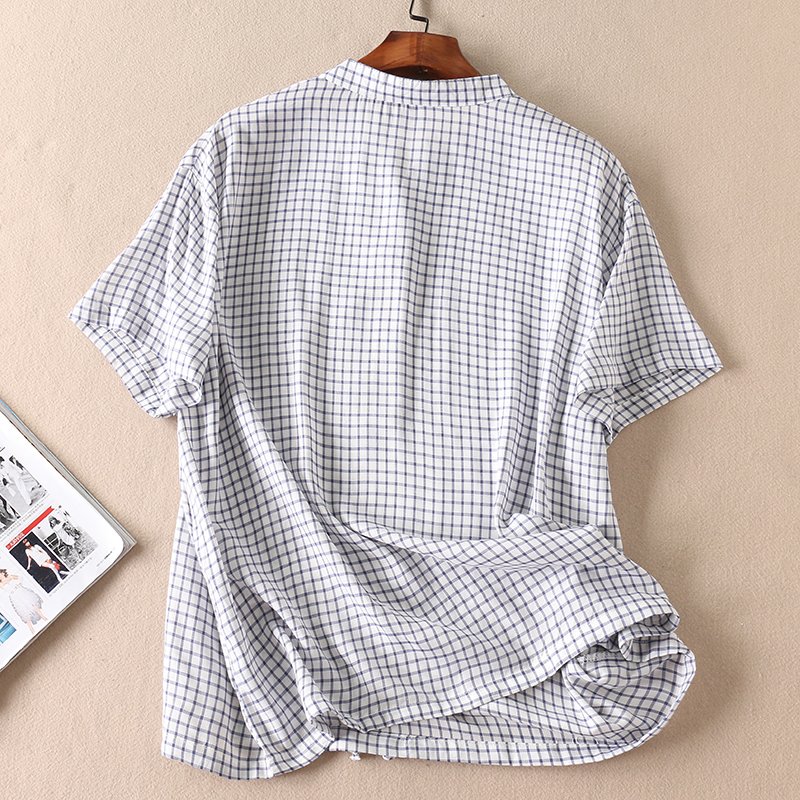 Áo sơ mi , sơ mi nữ trắng ngắn tay kẻ caro SM50
