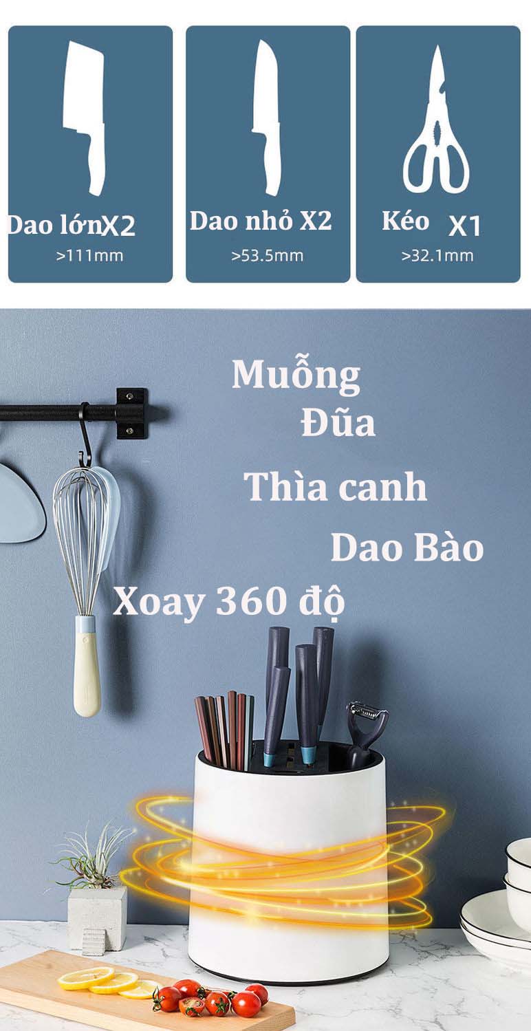 Kệ đựng đũa muỗng dao đa năng có thể xoay 360 độ