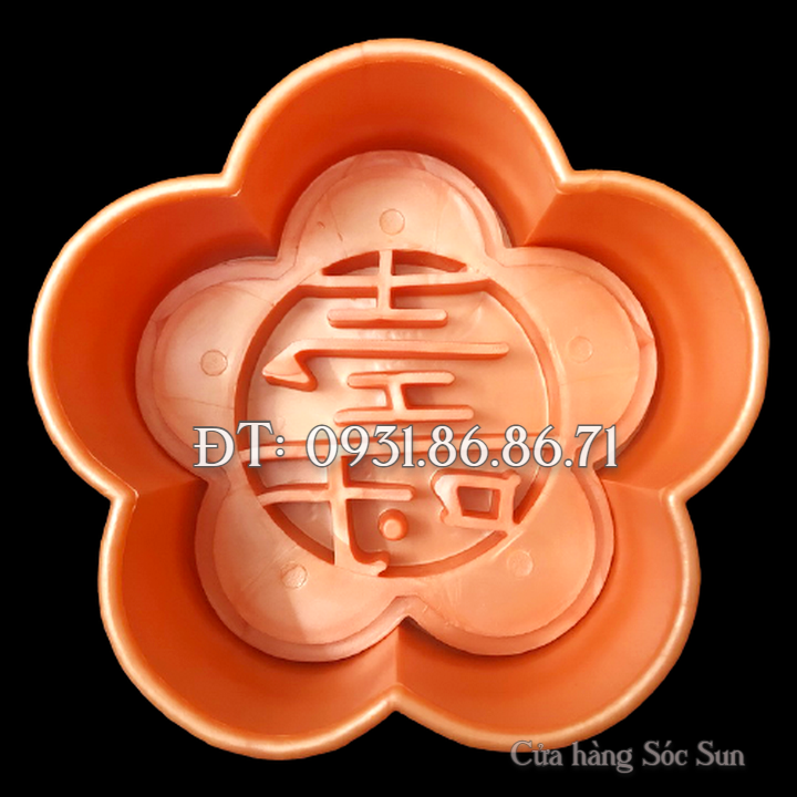 Bộ 3 khuôn ép xôi hoa mai 5 cánh Phúc Lộc Thọ loại 16 cm - Mã số 1614
