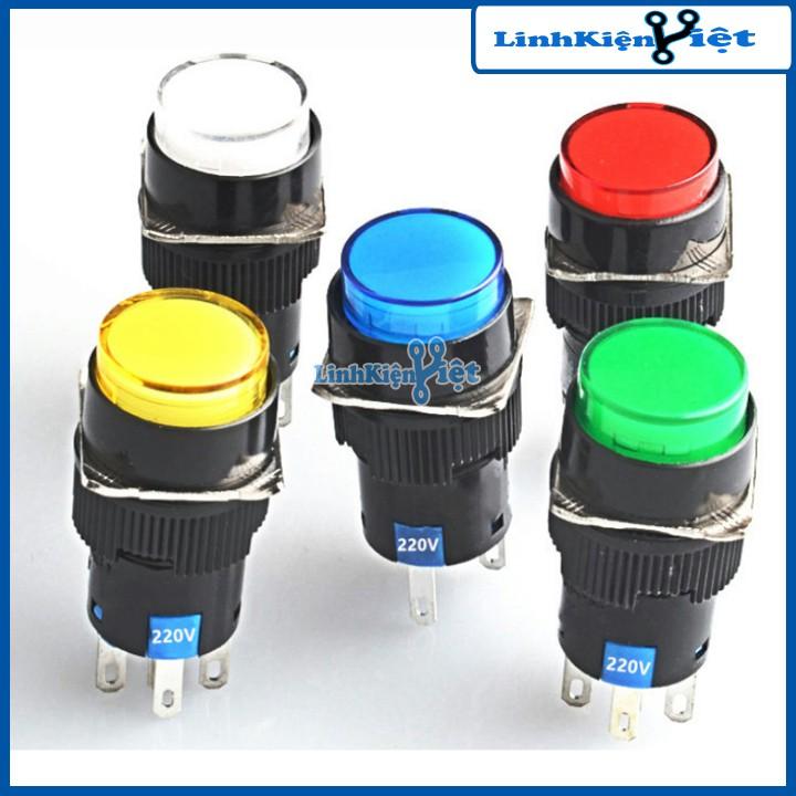 Nút Nhấn Đề 15mm-220VAC AL6- A Nhấn Giữ Có Đèn
