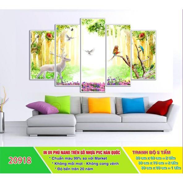 Tranh treo tường phòng khách Hiện đại 5 tấm/gỗ MDF chống ẩm mốc, mối mọt
