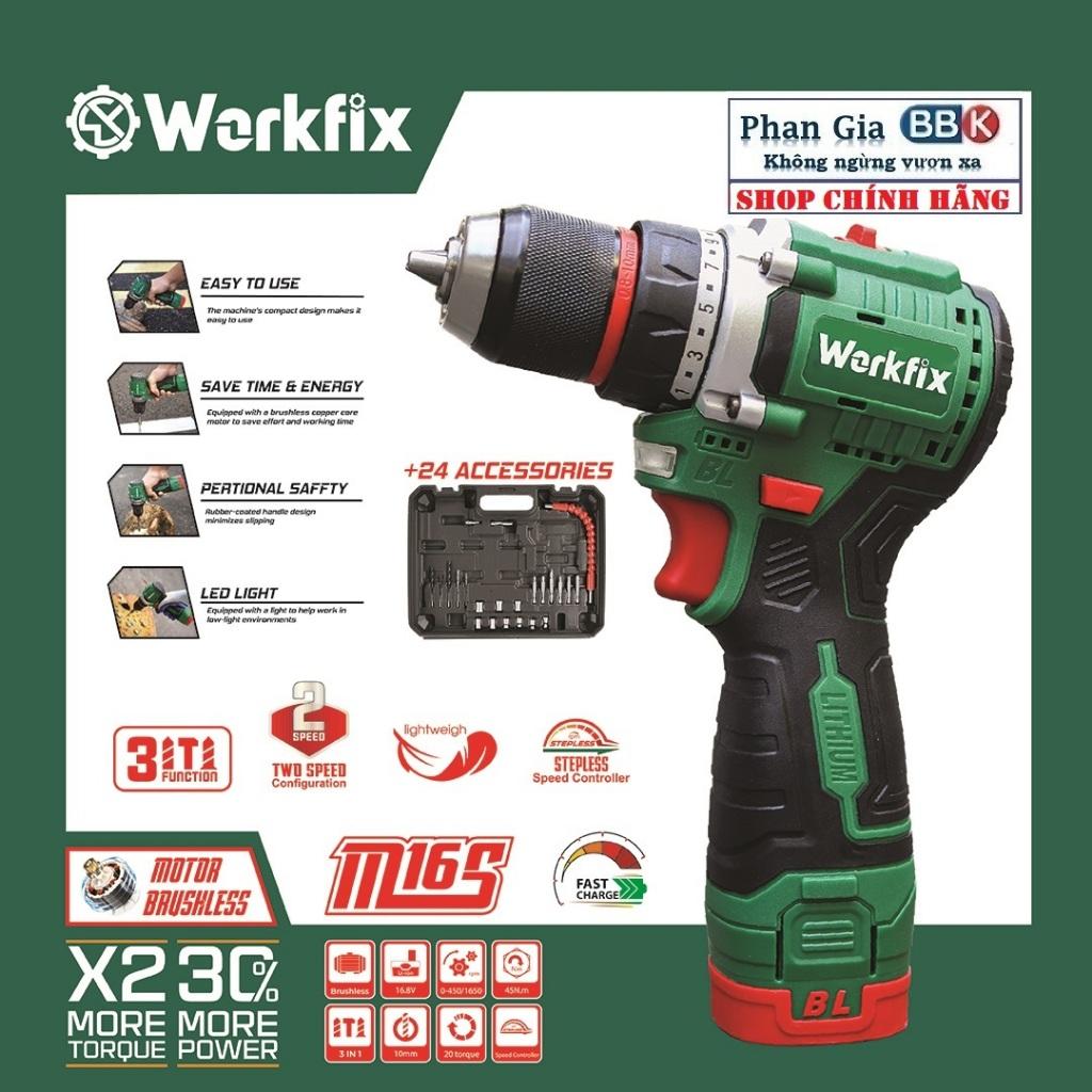 [LOẠI 1] Máy khoan pin Workfix 16.8V-(WF-ID1610BL)- 3 Chức năng - Khoan gỗ, khoan tường
