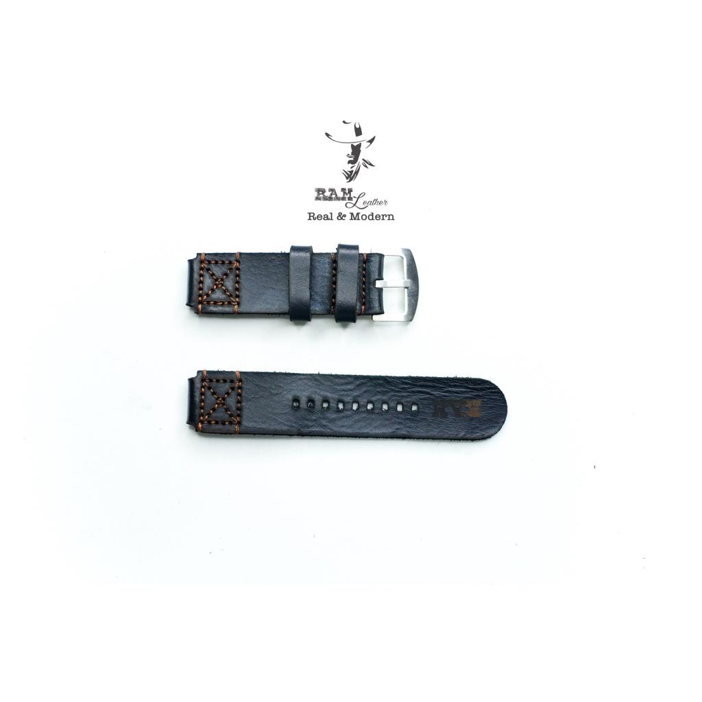 Dây đồng hồ Casio 1200 da bò đen tuyền handmade bền chắc RAM Leather Simple X Black