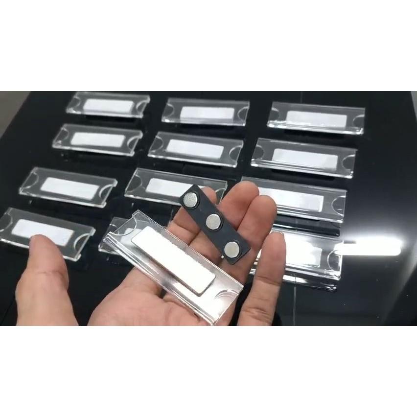 Acrylic, 10 cái bảng tên nhân viên mica, bảng tên thay tên mica trong, bảng tên nhân viên thay tên mica, 70x25mm