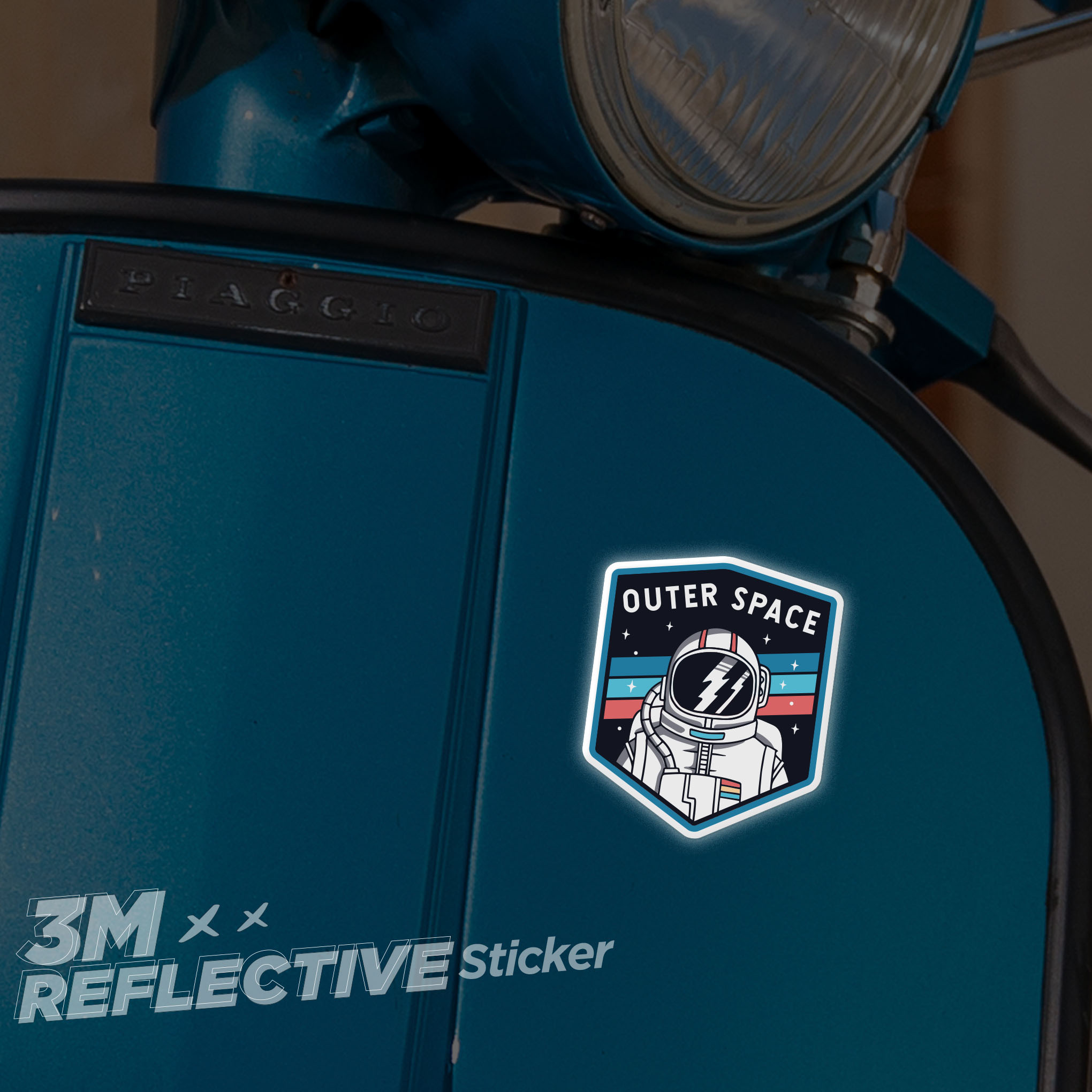 OUTER SPACE LOGO 3M - Reflective Sticker Die-cut Hình dán phản quang thương hiệu STICKER FACTORY