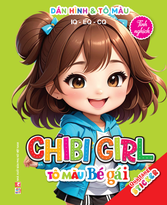 Sách - Chibi Girl Tinh Nghịch - Dán Hình và Tô Màu Bé Gái - Phát Triển IQ EQ CQ (VT)