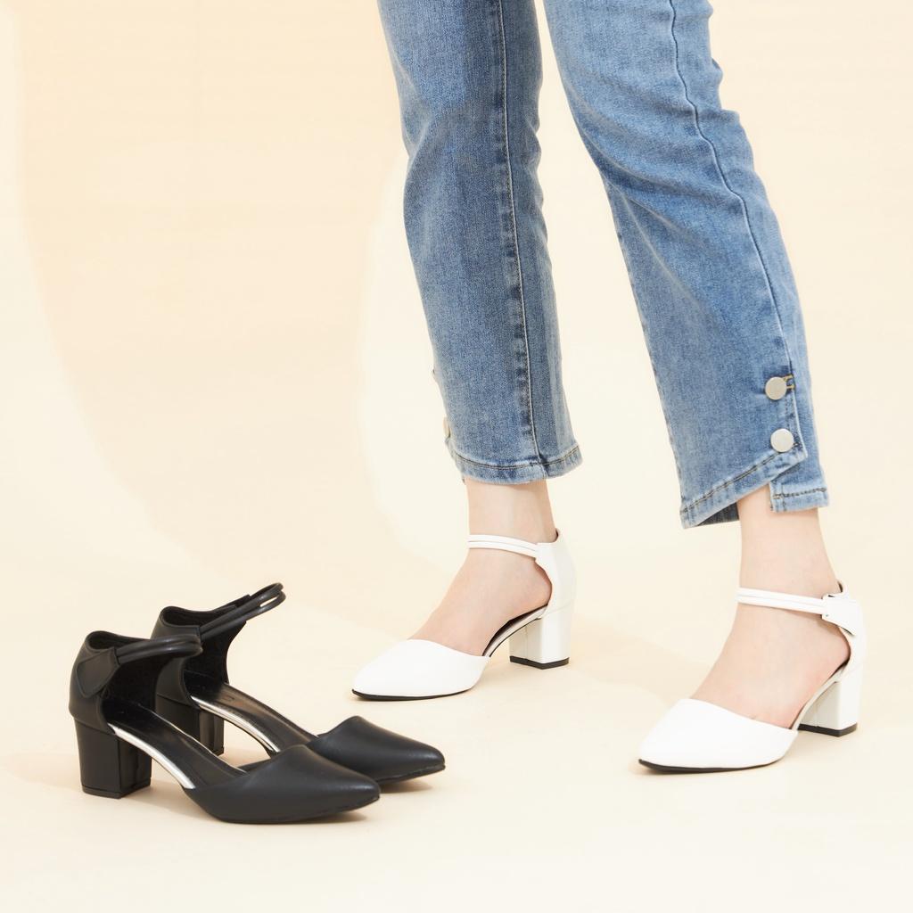 Giày MWC 4285 - Giày Sandal Cao Gót Đế Vuông 5cm, Cao Gót Bít Gót Mũi Nhọn Quai Hậu Thời Thượng