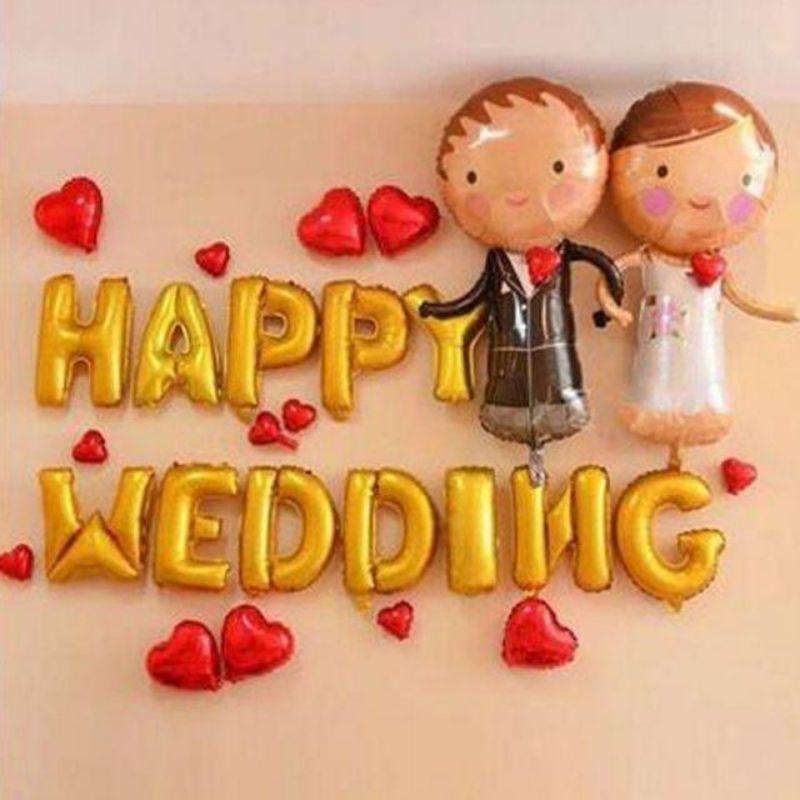 Set bóng trang trí ngày cưới, happy wedding có 7 mẫu