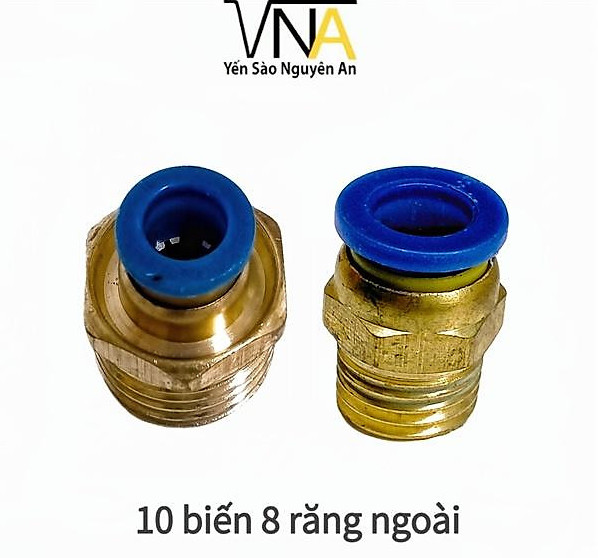 Đầu nối 10 biến 8 (răng ngoài) sử dụng trong vòi nước máy phun sương để tạo ra các hạt nước nhỏ và mịn