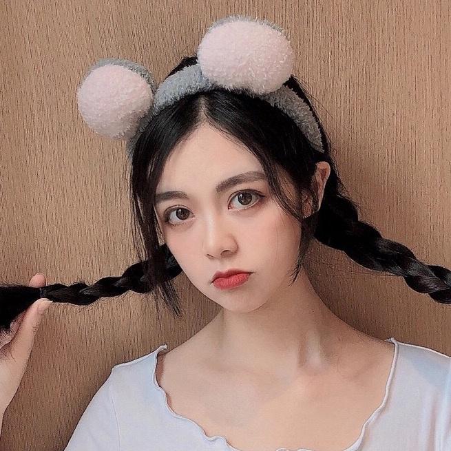 Băng Đô Bờm Cài Tóc Tai Gấu Tròn 2 Mặt 2 Màu Siêu Xinh Dễ Thương Mainia Shop