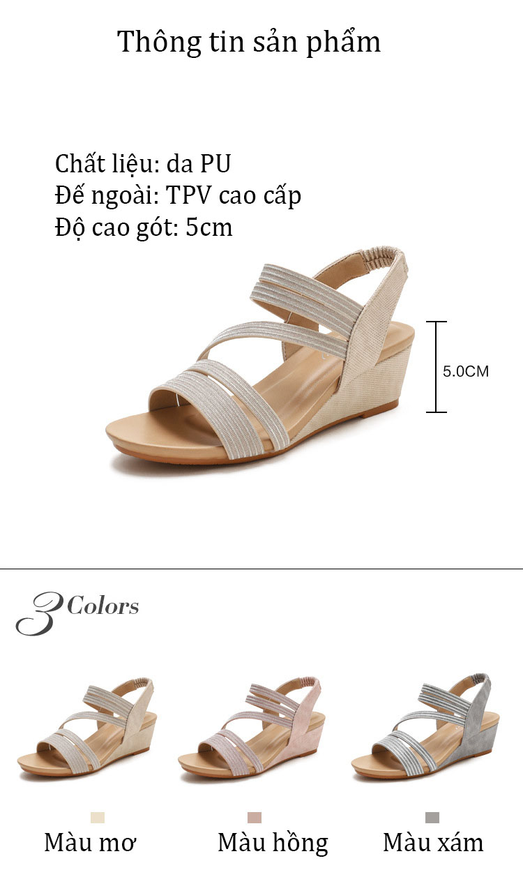 Giày quai ngang nữ giày sandals nữ dép quai hậu nữ cao 5 cm - 1418-438 