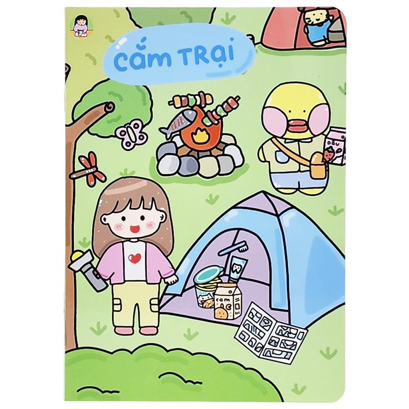 Combo 10 Tập Học Sinh Cô Tiên Xanh Chống Lóa - Miền Bắc - 4 Ô Ly - 48 Trang 100gsm - Cắm Trại - Tặng Kèm Nhãn Vở Cô Tiên Xanh