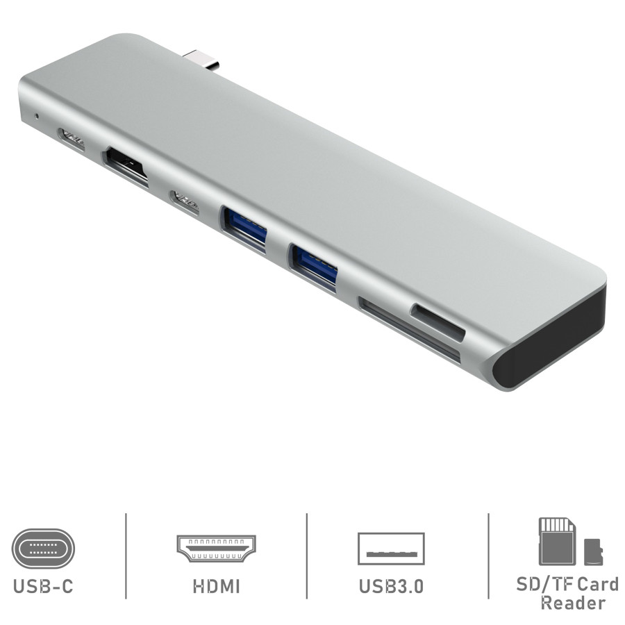 Cổng chuyển USB-C 7in1 HDMI 4K 60Hz/ USB-C Hub/ TF/ SD/ USB 3.0 cho Macbook - 7in1-3 4K 60Hz