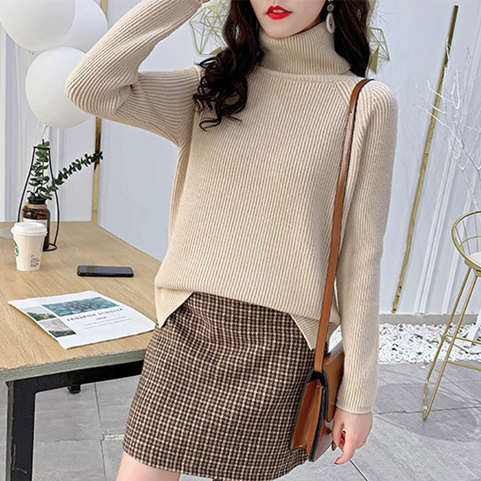 Áo len nữ cổ lọ form rộng trẻ trung LAHstore, chất len gân dày dặn, thời trang phong cách trẻ