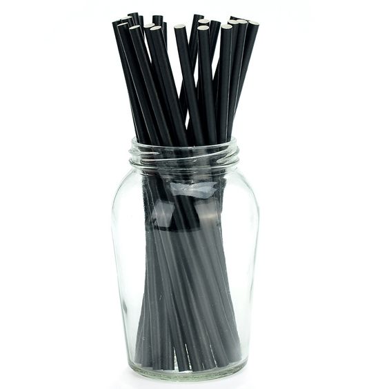 2500 ống hút màu đen 6x197mm Clean paper straw (không màng bọc) dùng uống cà phê nước ngọt