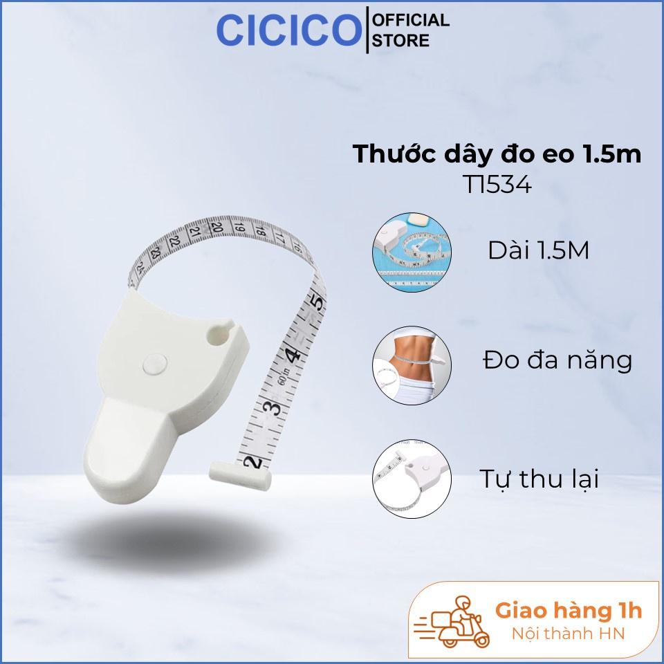 Thước dây đo eo, thước dây cuộn dài 1.5m tự thu gọn, đo eo, ngực, bắp chân, đùi, mông