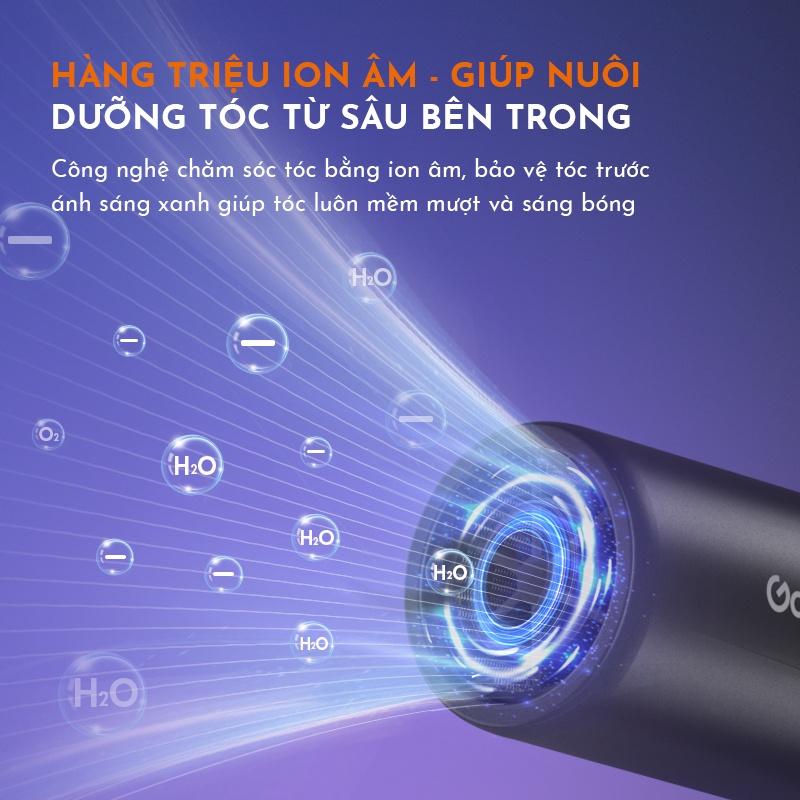 Máy sấy tóc ion âm 2 chiều nóng lạnh Gaabor GHD-N1000A ánh sáng xanh bảo vệ tóc, 4 chế độ tạo kiểu tiện lợi - Hàng chính hãng