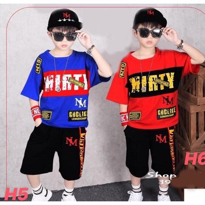 Bộ bé trai hiphop phong cách hàn quốc thun cotton xinh mát