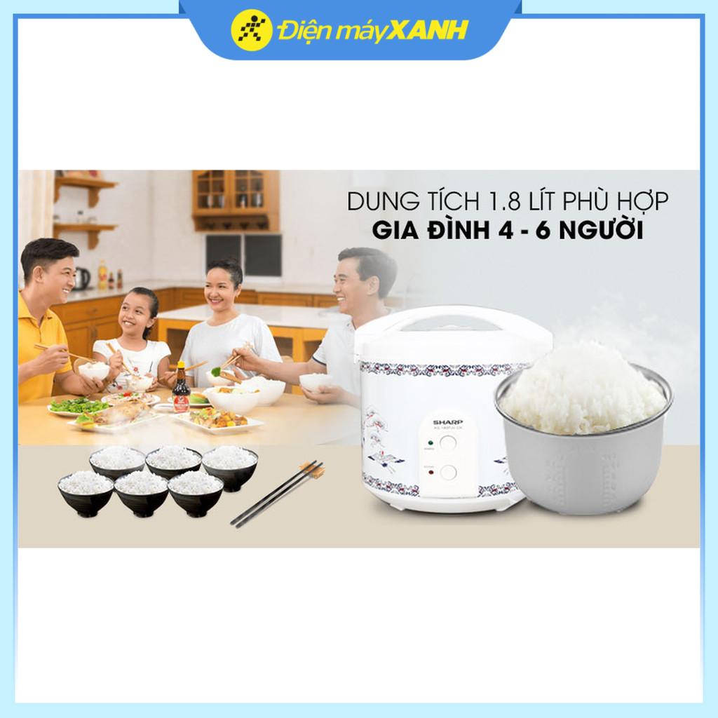 Nồi cơm nắp gài Sharp 1.8 lít KS-183TJV-CR - Hàng Chính Hãng