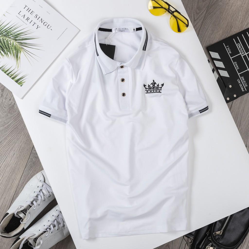 Áo Thun Nam Thêu Họa Tiết Vương Miện, Áo Polo Cổ Bẻ Chất Cá Sấu Siêu Đẹp, Hàng Chuẩn Store Xịn XEKOTINO