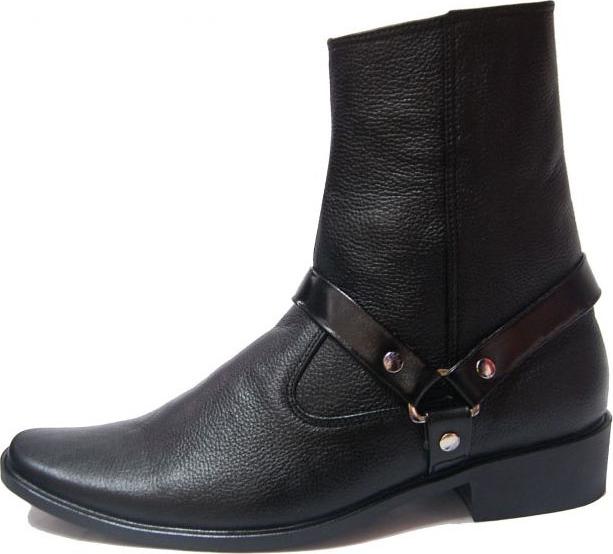 Giày Boots Nam Kéo Khóa Cao Cổ Da Bò Thật B96