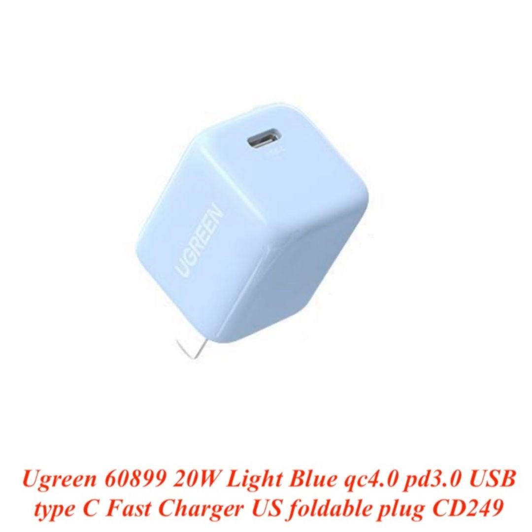 Ugreen UG60899CD249TK 20W Màu Xanh dương Bộ Sạc nhanh QC4.0 PD 3.0 USB Type-C chuẩn cắm US - HÀNG CHÍNH HÃNG