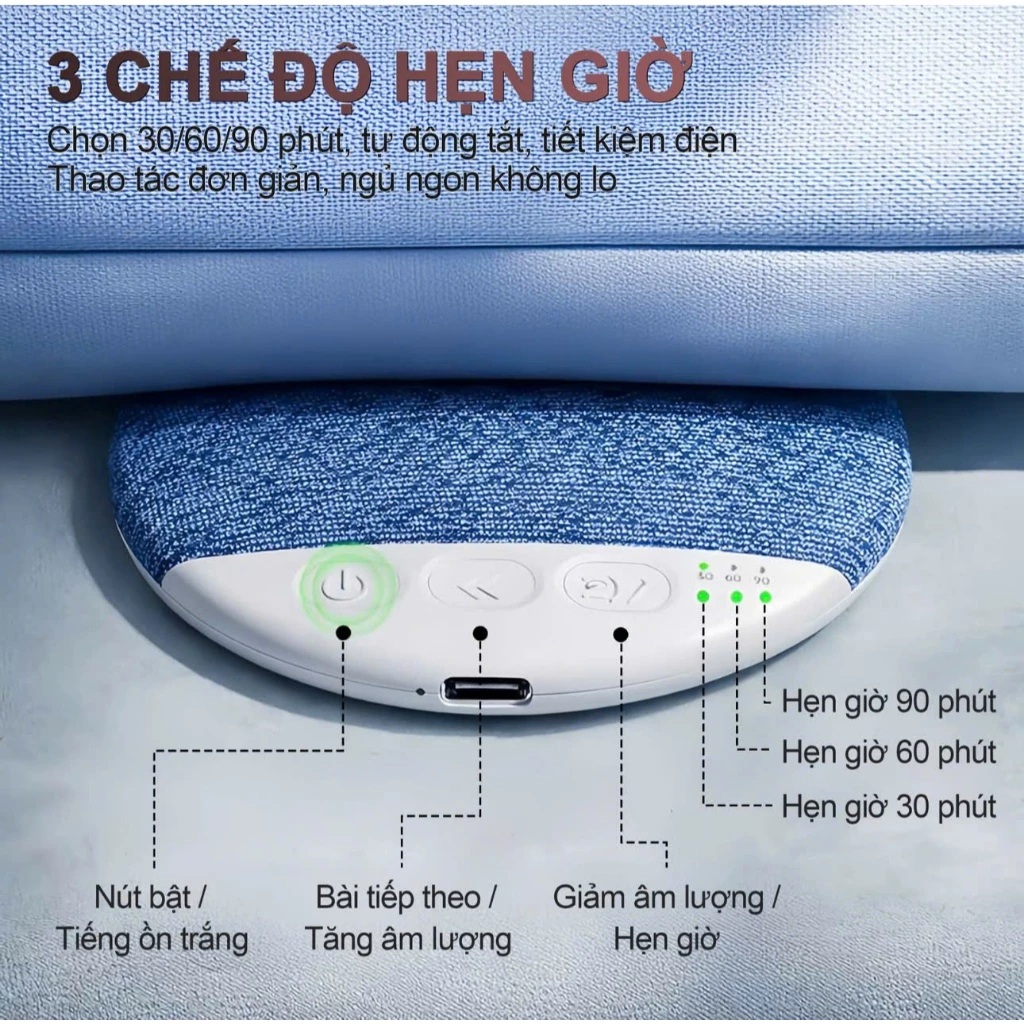 Loa bluetooth đặt ngủ dưới gối X3 Pro Bluetooth 5.4, có tiếng ồn trắng hỗ trợ giấc ngủ, Hẹn giờ + tặng bịt mắt - Hàng nhập khẩu