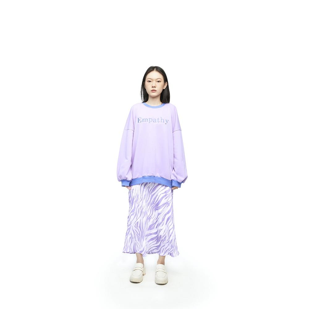 DOTTIE - Áo sweater dáng dài phối màu nữ tím T0521 Freesize