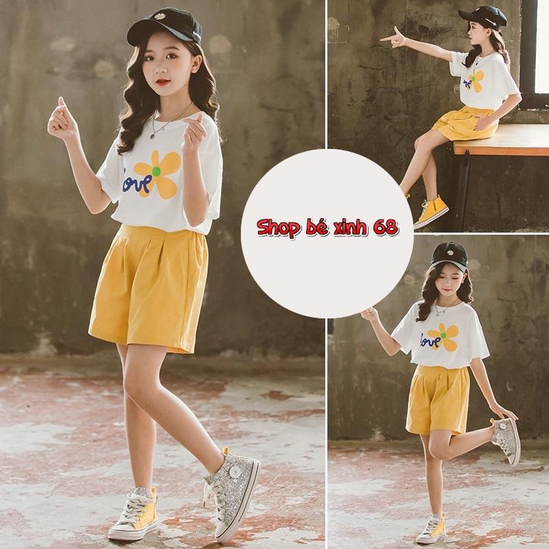 Bộ quần áo trẻ em dành cho bé gái 18-45kg, bộ quần áo cho nữ mẫu HOA VÀNG dịu dàng duyên dáng