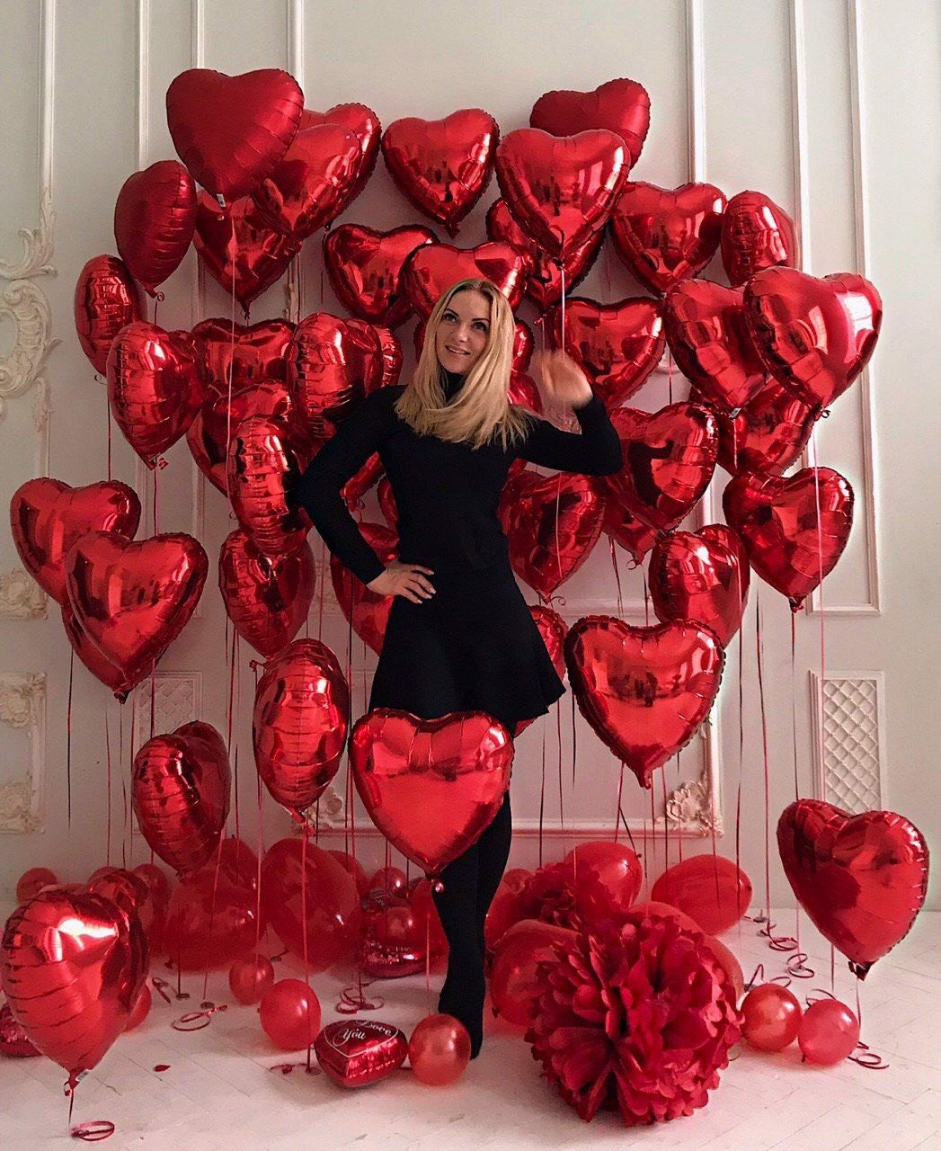 10 bóng trái tim đỏ trang trí Valentine combo set heart balloon vltm49
