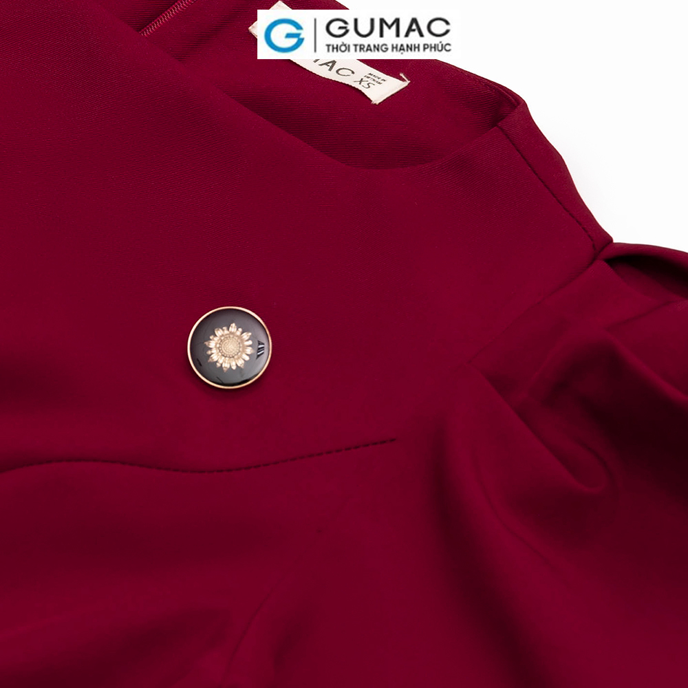 Đầm xòe GUMAC DC12008 cổ thuyền tay nhún sang trọng
