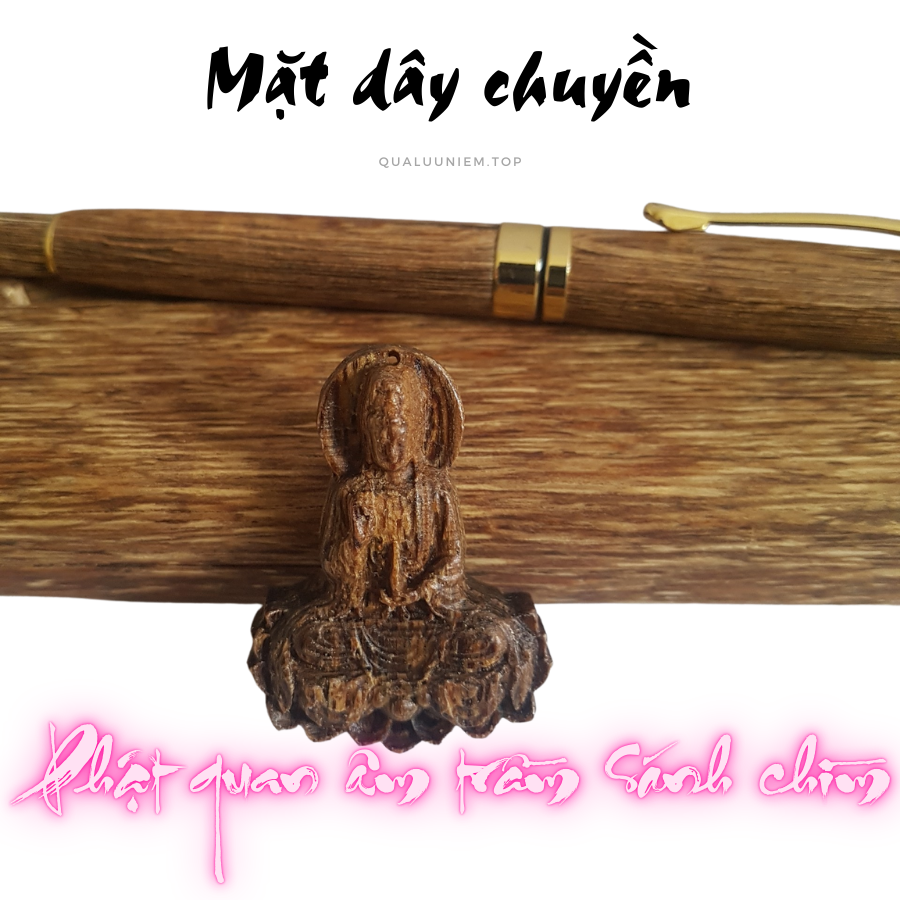 Mặt dây chuyên trầm hương sánh chìm Phật Quan Âm, mặt dây chuyền phật quan âm, mặt phật trầm sánh chìm